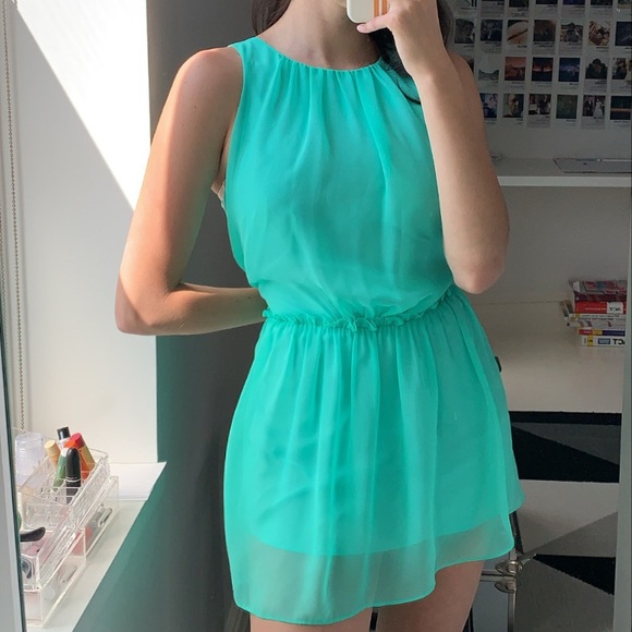 bloomingdales teal mini dress - Picture 1 of 1